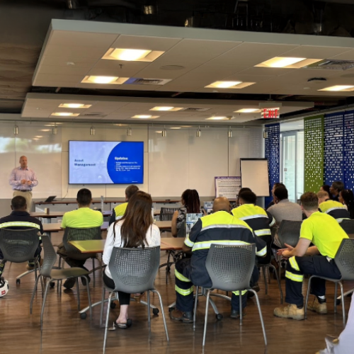 Operators and apprentices in a training class. 