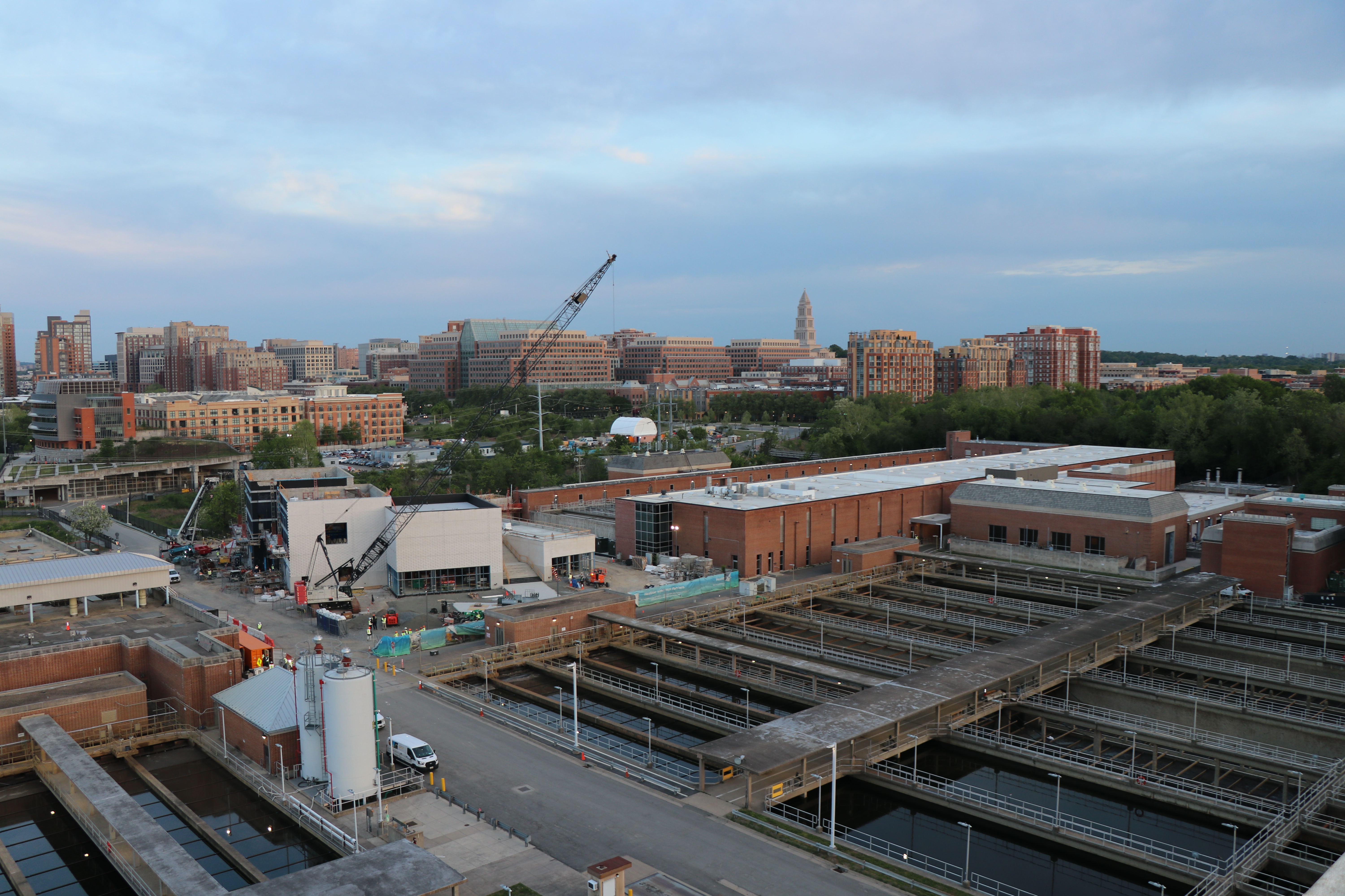 An aerial view of the wastewater treatment plant
