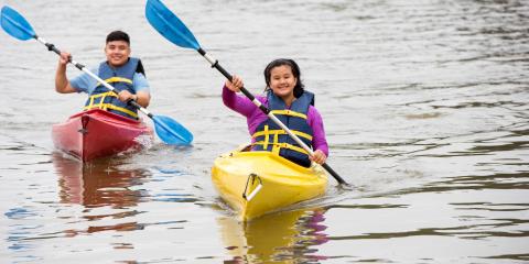 Brother Sister Kayaking Landscape 